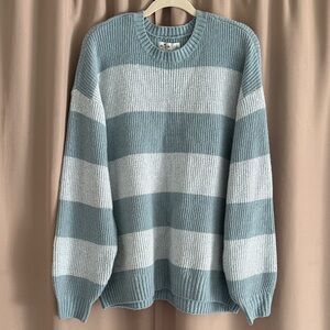 Hollister blue striped crewneck sweater